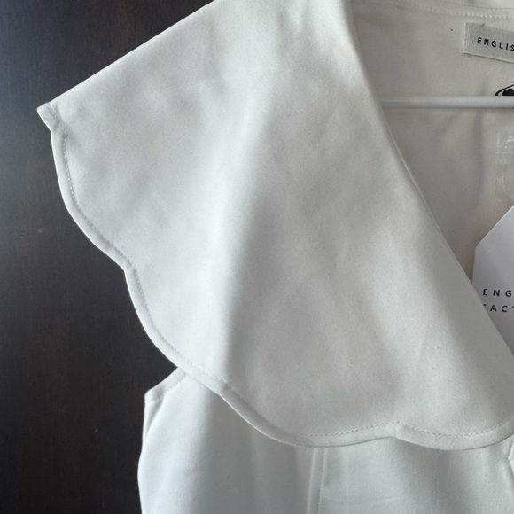 English Factory Cream Mini Dress with Scalloped Collar Sz L NEW - Picture 4 of 8